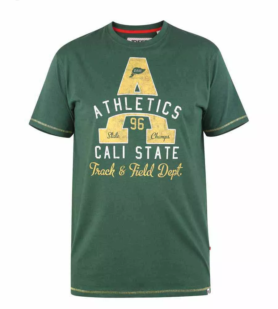 D555 Big Mens Athletics California State Printed T-Shirt (TOVIL)