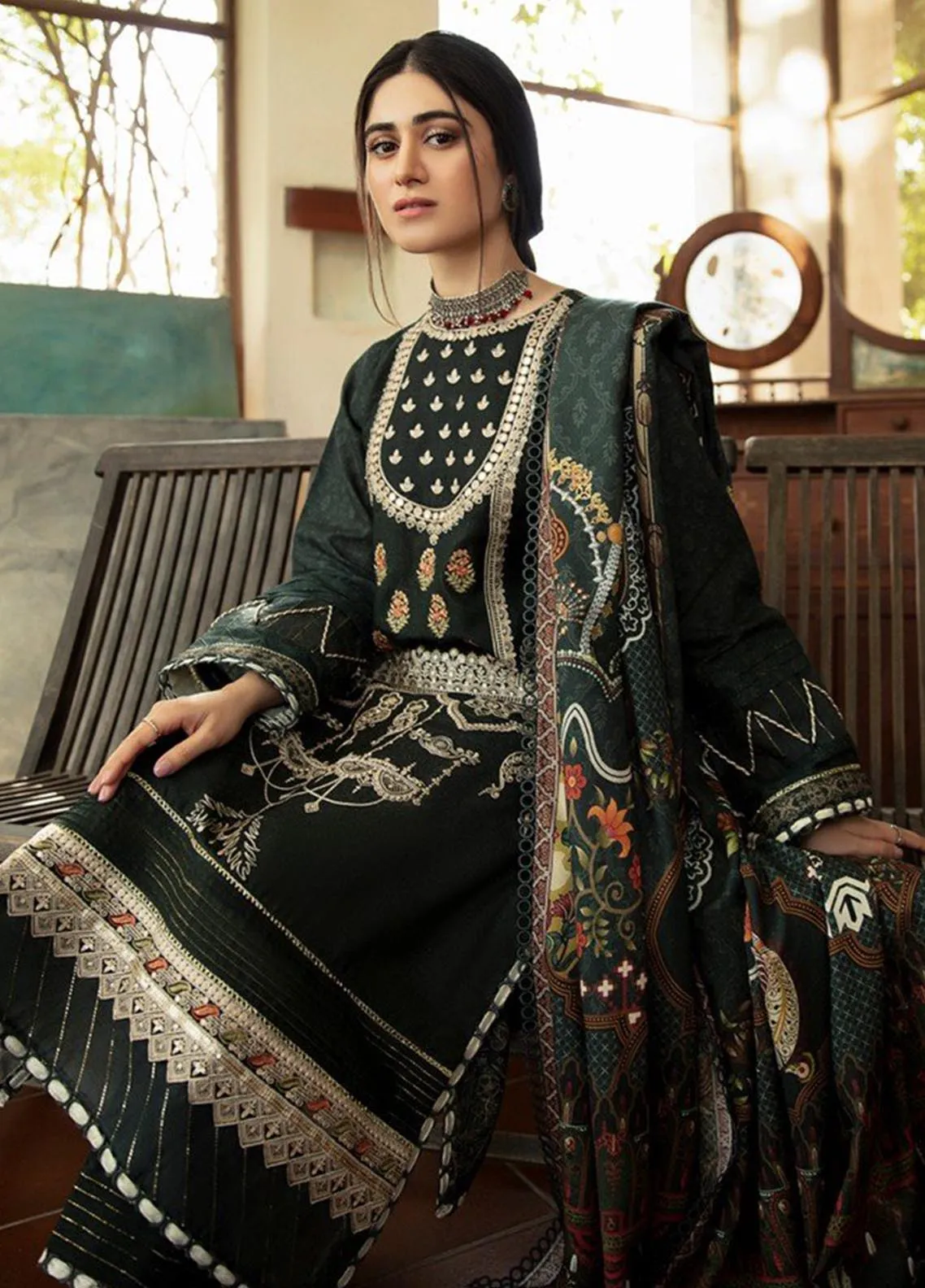 Dastaan-e-Badurat By Aabyaan Embroidered Karandi Unstitched 3 Piece Suit - 05