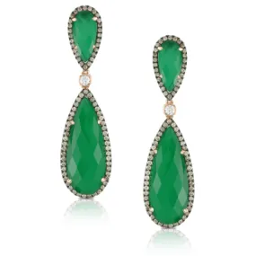 Doves Emerald DreamsGreen Agate Diamond Drop Earrings