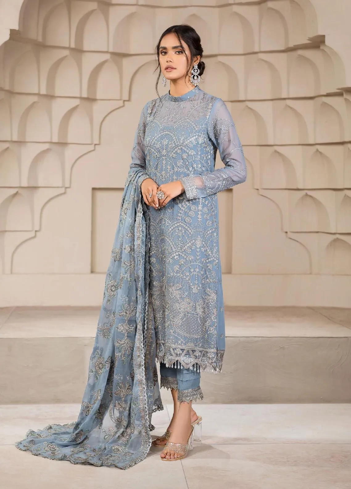 Falak By Zarif Embroidered Chiffon Unstitched 3 Piece Suit - 05