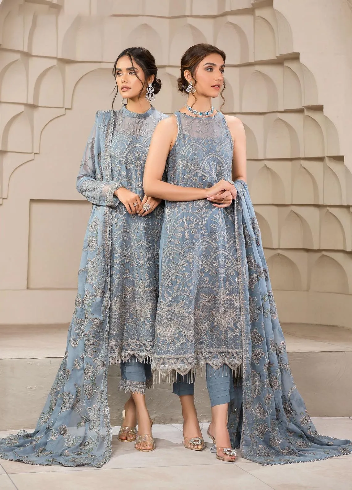 Falak By Zarif Embroidered Chiffon Unstitched 3 Piece Suit - 05