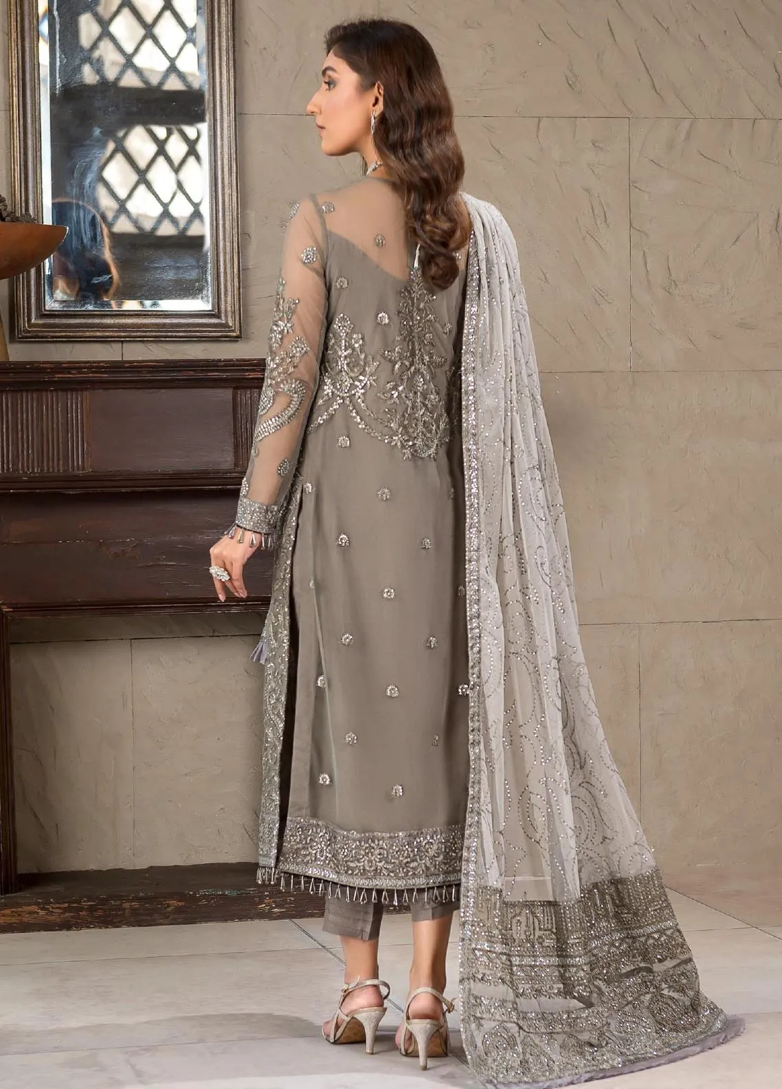 Falak By Zarif Embroidered Chiffon Unstitched 3 Piece Suit - 06