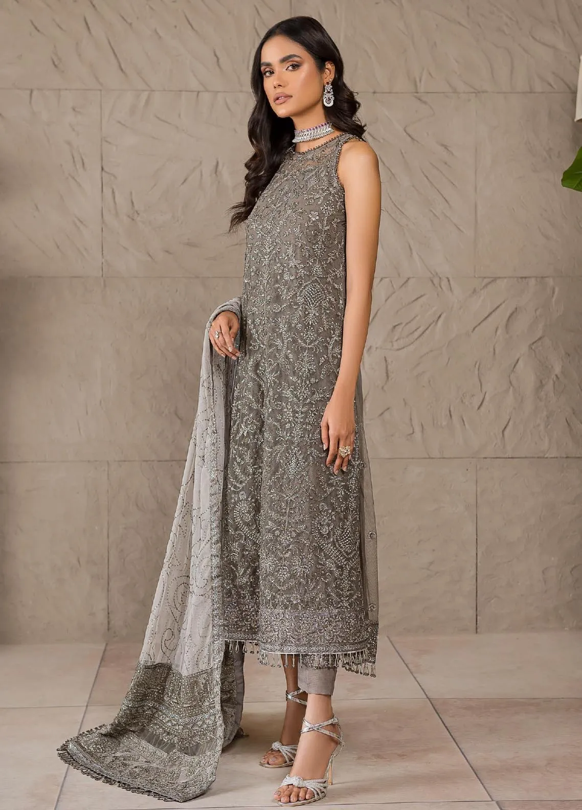 Falak By Zarif Embroidered Chiffon Unstitched 3 Piece Suit - 06