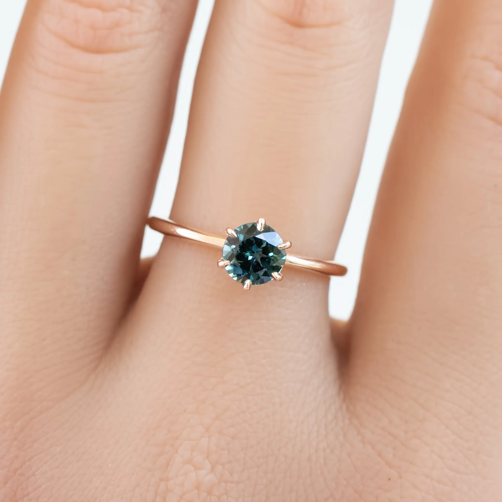 Floryn Ring 0.83ct Parti Blue Green Queensland Sapphire, 14K Rose Gold (One of a kind)