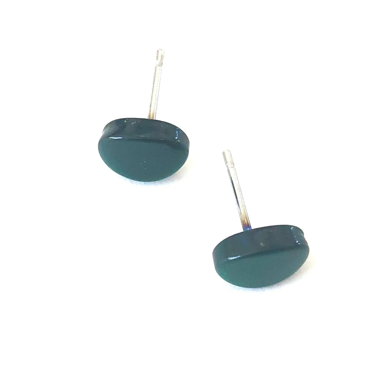 Forest Green Small Oval Stud Lucite Earrings