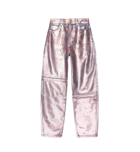 GANNI Pink Foil Denim Stary Jeans