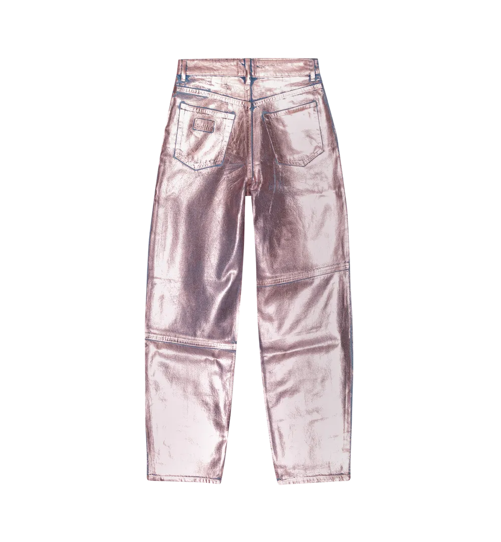 GANNI Pink Foil Denim Stary Jeans