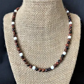 Gold and Blue Goldstone Mens Beaded Necklace