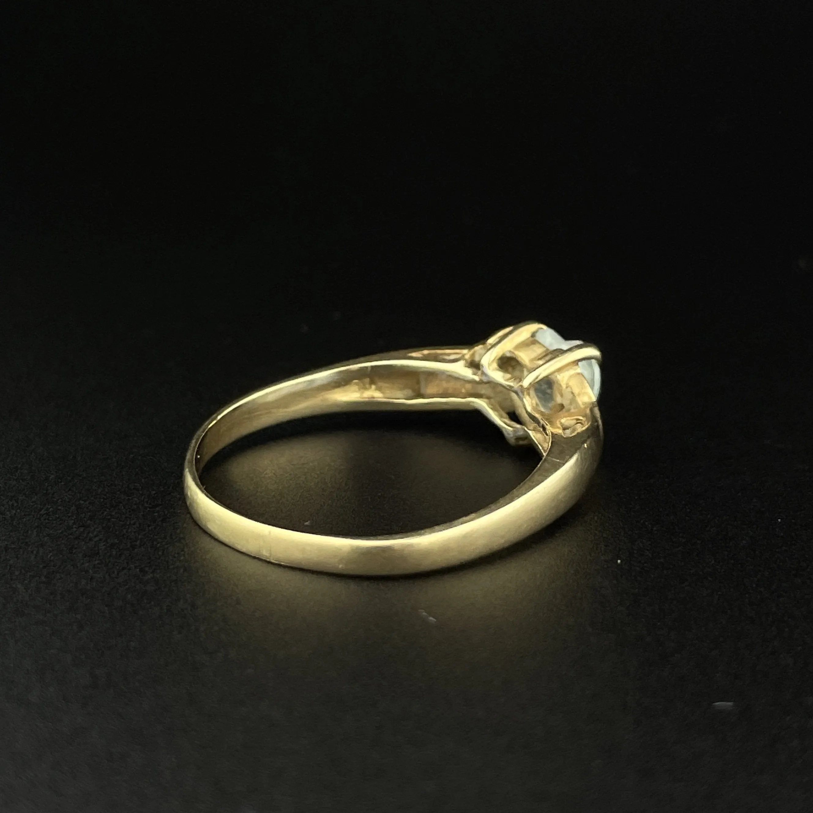 Gold Diamond Blue Topaz Heart Cocktail Ring, Sz 9.5