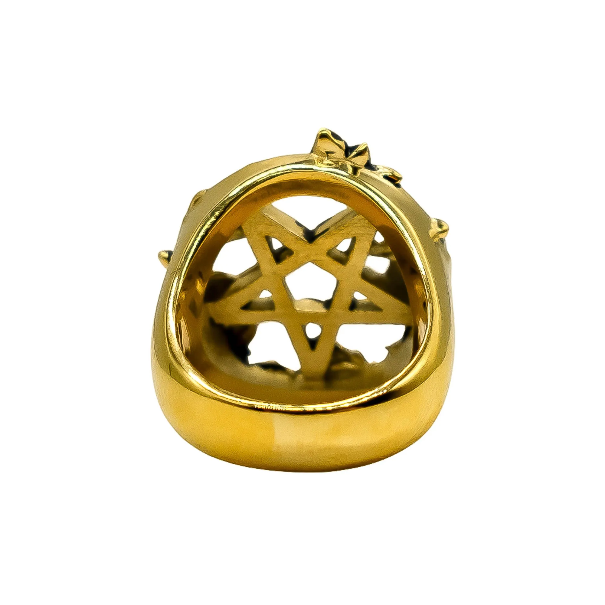 Gold Green Witch Pentacle Ring