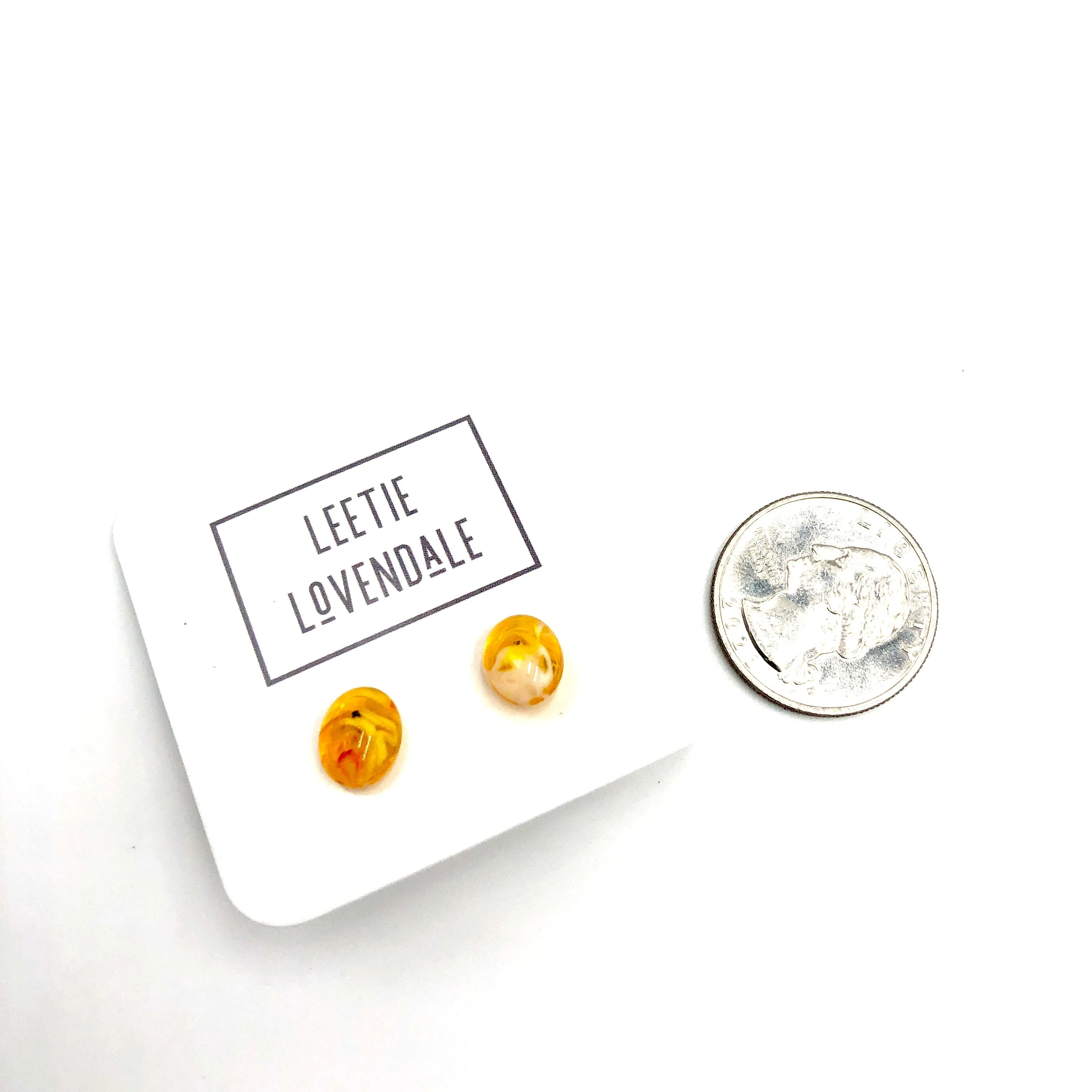 Goldenrod Marbled Oval Stud Earrings