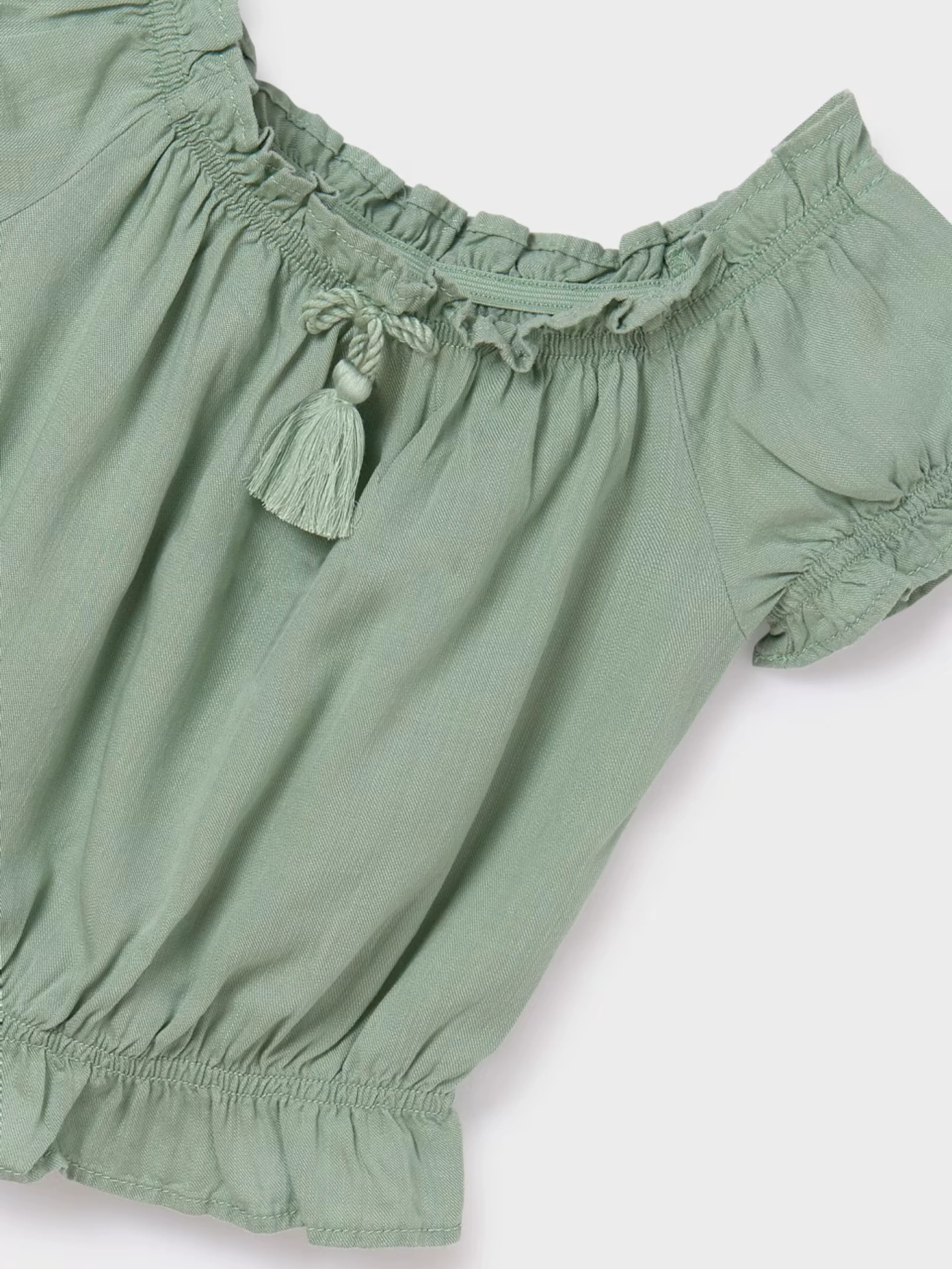 Green Tassel Ruffle Top - Big Girl