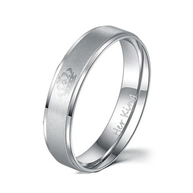 Her King and His Queen Fashion Stainless Steel Unisex Wedding Rings