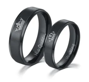 Her King and His Queen Fashion Stainless Steel Unisex Wedding Rings