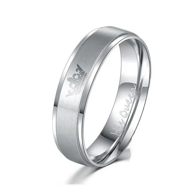 Her King and His Queen Fashion Stainless Steel Unisex Wedding Rings