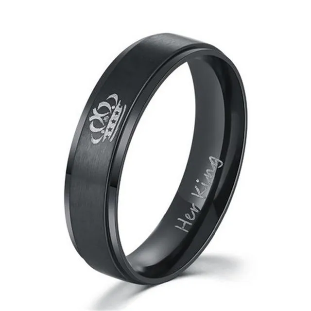 Her King and His Queen Fashion Stainless Steel Unisex Wedding Rings