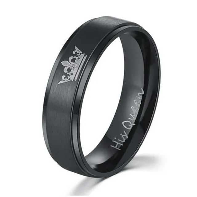 Her King and His Queen Fashion Stainless Steel Unisex Wedding Rings