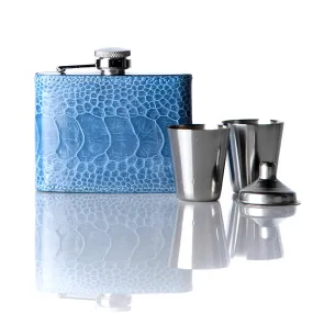 Hip Flask Gift Set, 4 Oz, Bright Blue O.L.