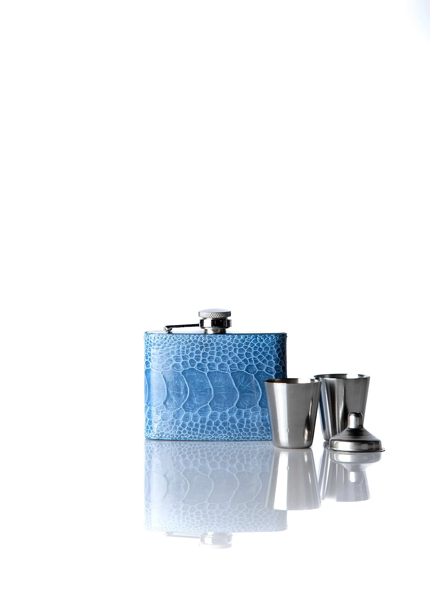 Hip Flask Gift Set, 4 Oz, Bright Blue O.L.