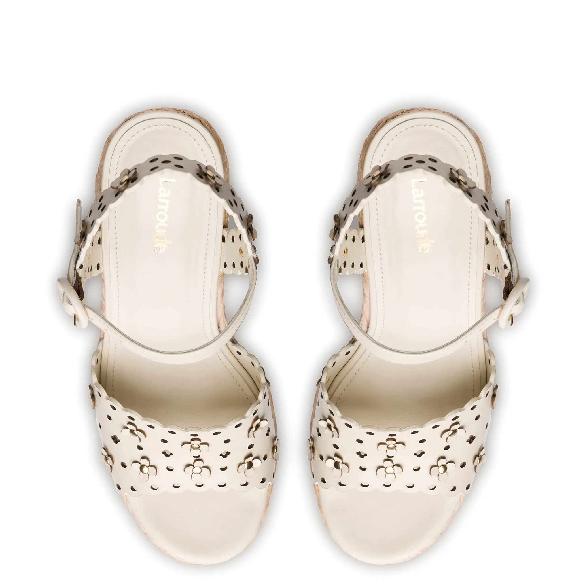 Jasmine Wedge In Ivory Leather