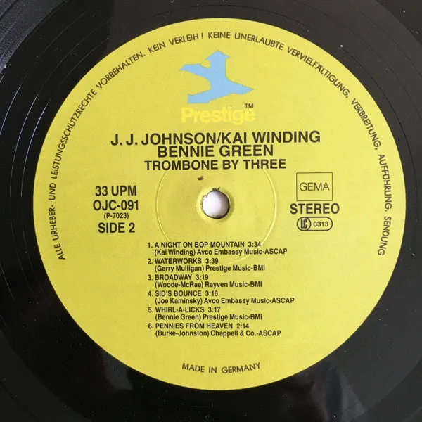 J.J. Johnson / Kai Winding / Bennie Green ~ Trombone By Three