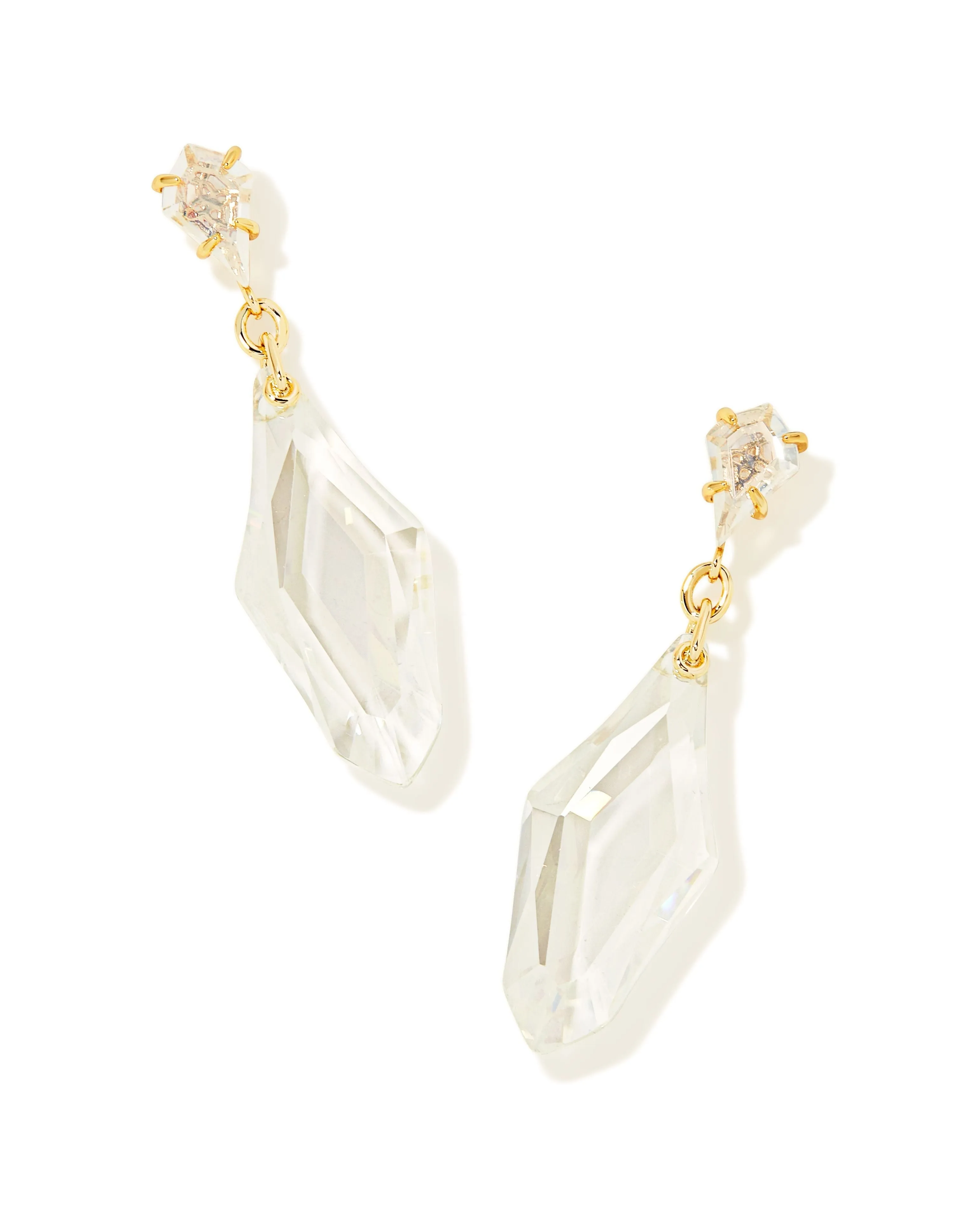 Kendra Scott Alexandria Statement Earrings-- Gold Lustre Clear Glass