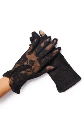 Lacey Floral Overlay Lace Gloves