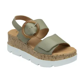 Lotus Cammie Leather Flatform Sandal Sage Green