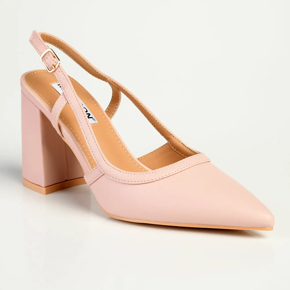 Madison Paula Slingback Block Heel Court - Nude