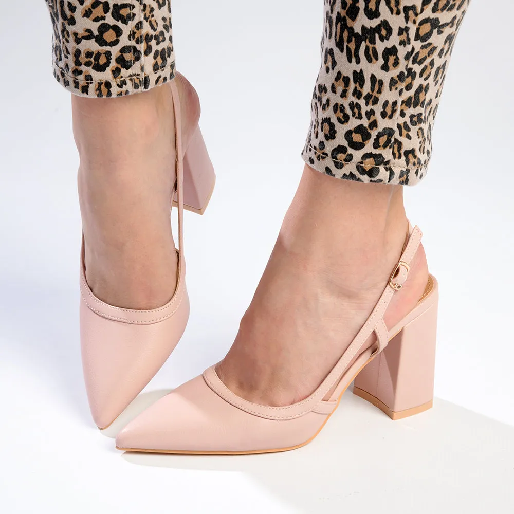 Madison Paula Slingback Block Heel Court - Nude