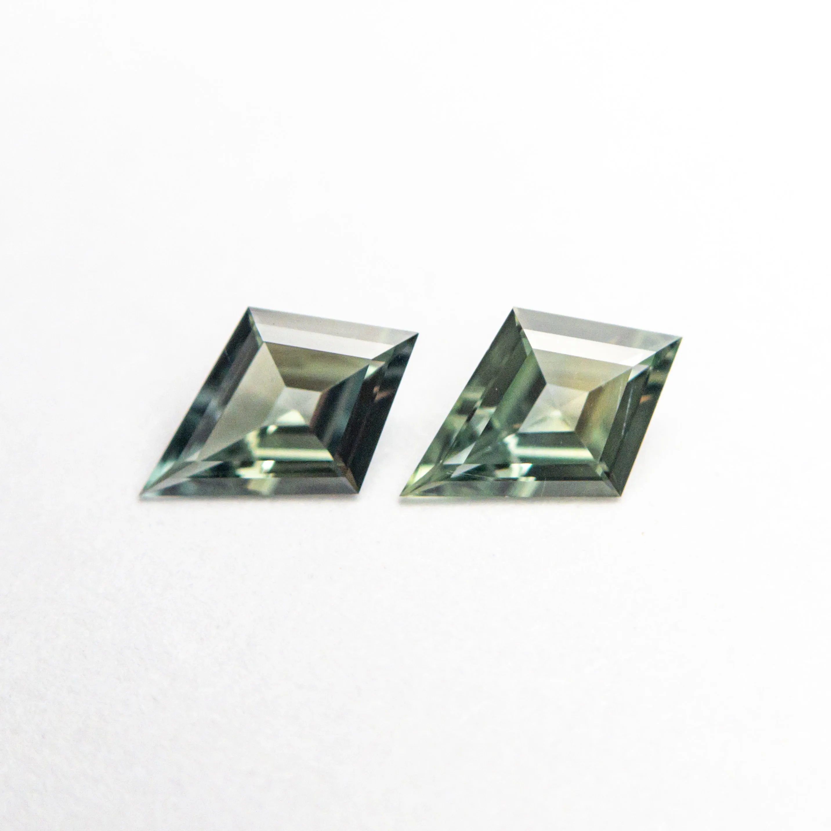 Matching Pair Green Kite Sapphires