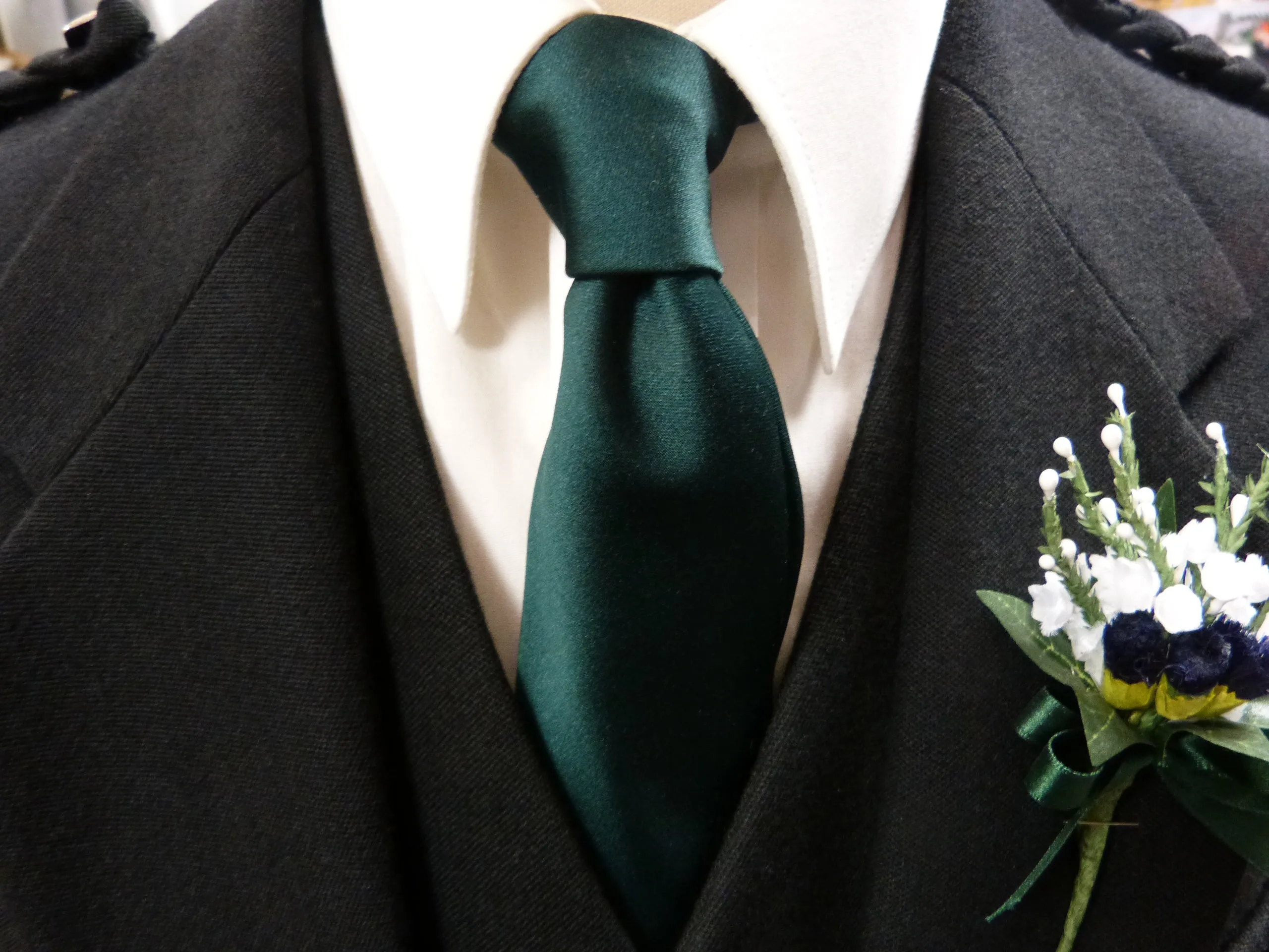 Mens Bottle Green Satin Tie