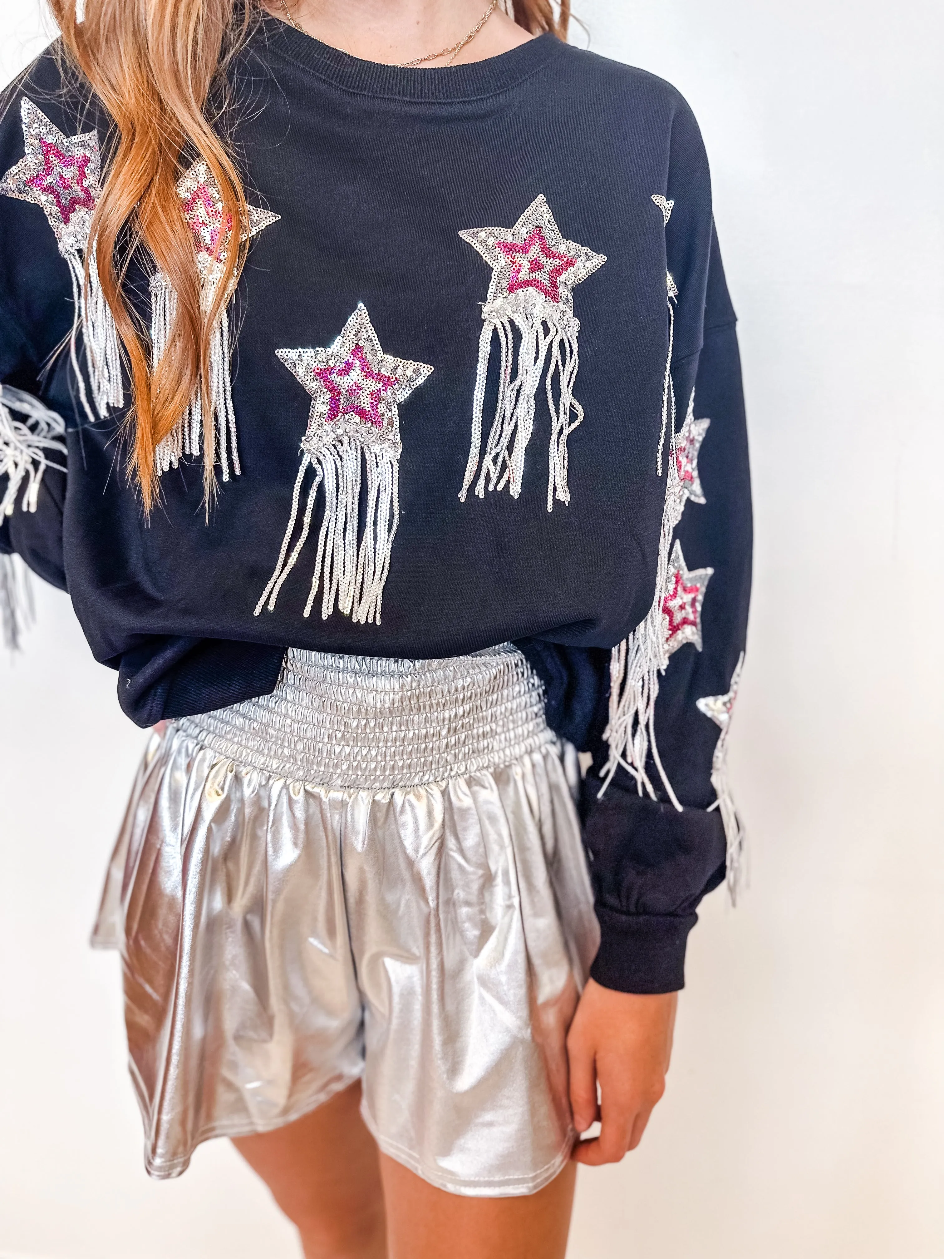 Metallic Smocked Shorts