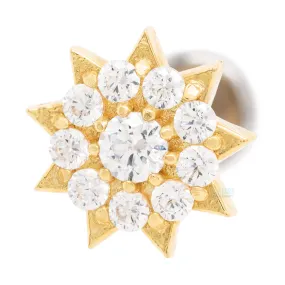 Miro Starburst Prong-Set Brilliant-Cut Gem in Yellow Gold - on flatback