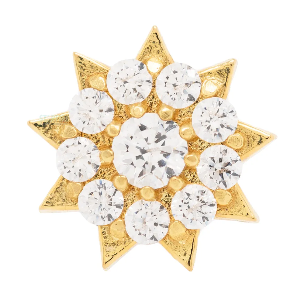 Miro Starburst Prong-Set Brilliant-Cut Gem in Yellow Gold - on flatback