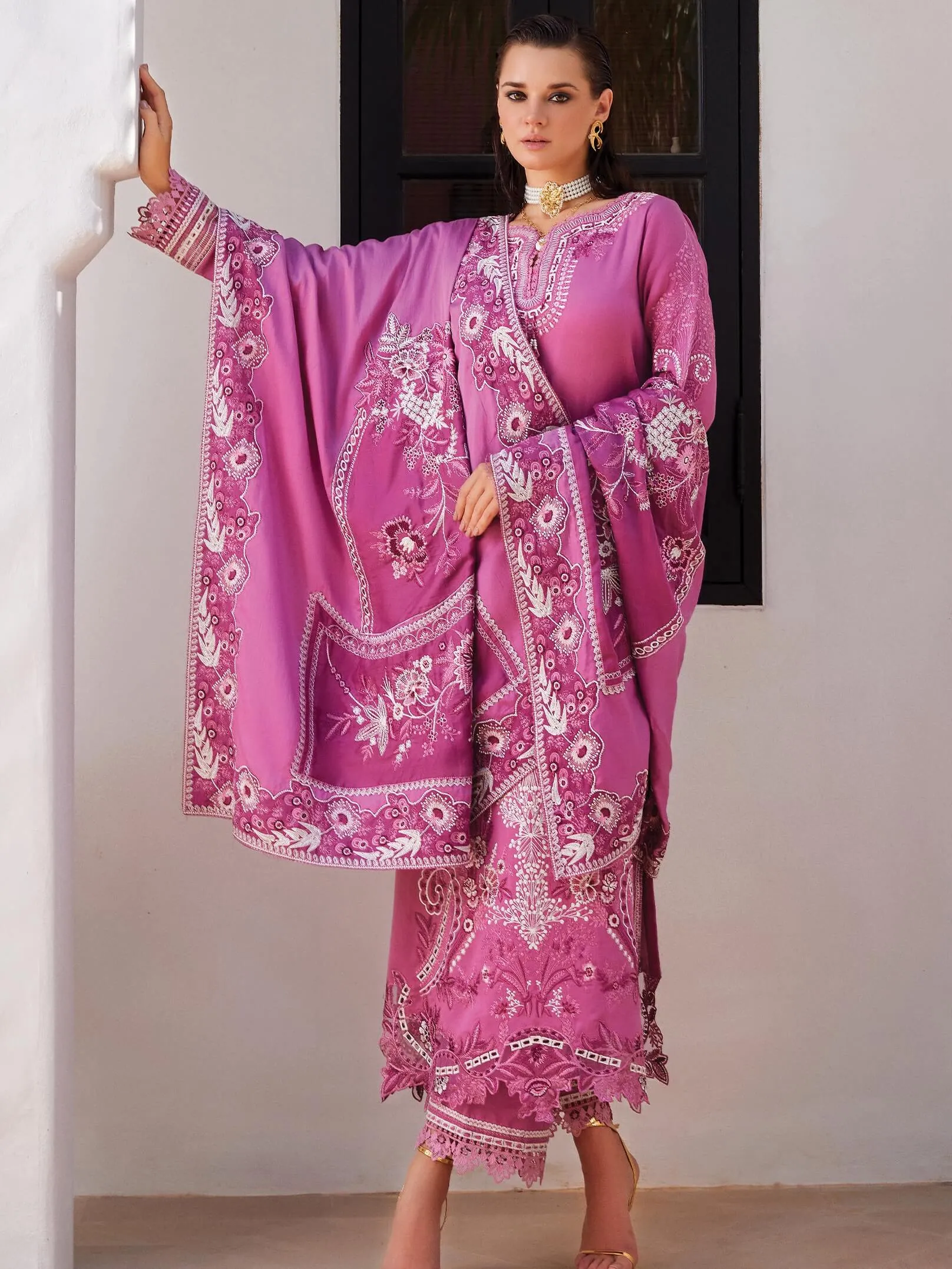 MUSHQ Moroccan Dream Unstitched Embroidered Sateen 3Pc Suit MNW-09