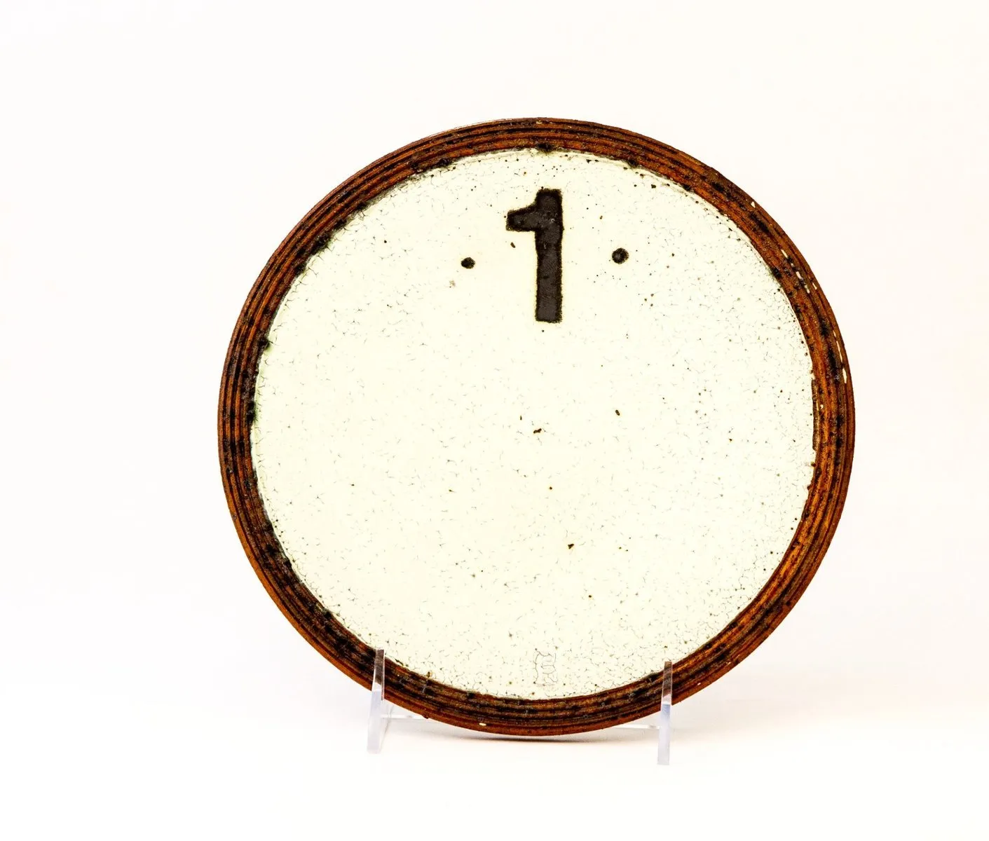 Nathan Falter - Plate Stoneware - White w/ Number 1