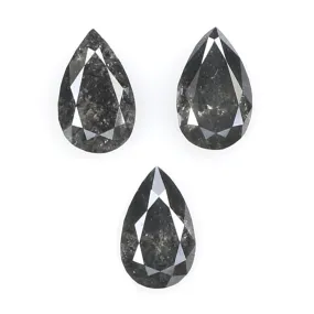 Natural Loose Pear Salt And Pepper Diamond Black Grey Color 0.60 CT 5.00 MM Pear Shape Rose Cut Diamond L1967