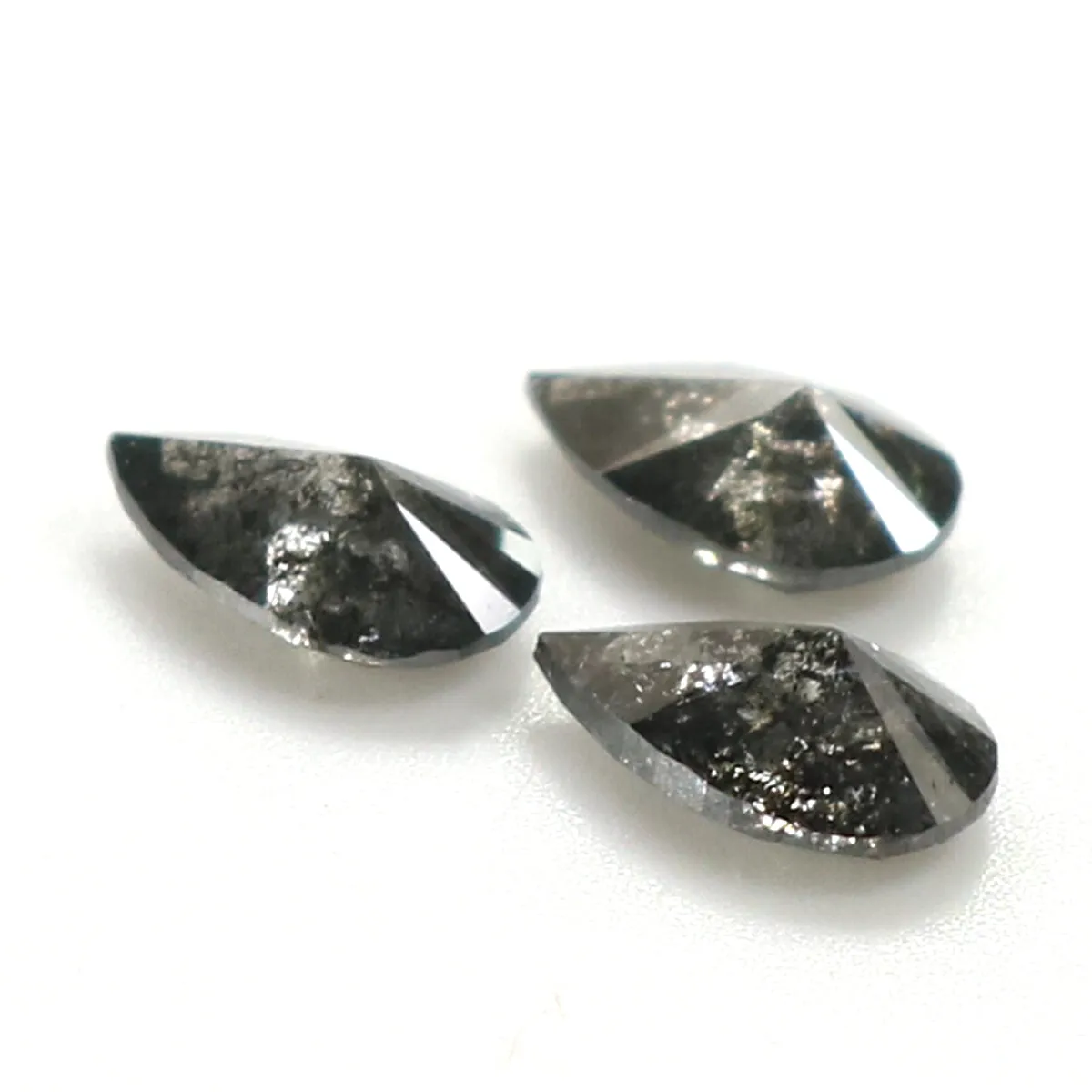 Natural Loose Pear Salt And Pepper Diamond Black Grey Color 0.60 CT 5.00 MM Pear Shape Rose Cut Diamond L1967