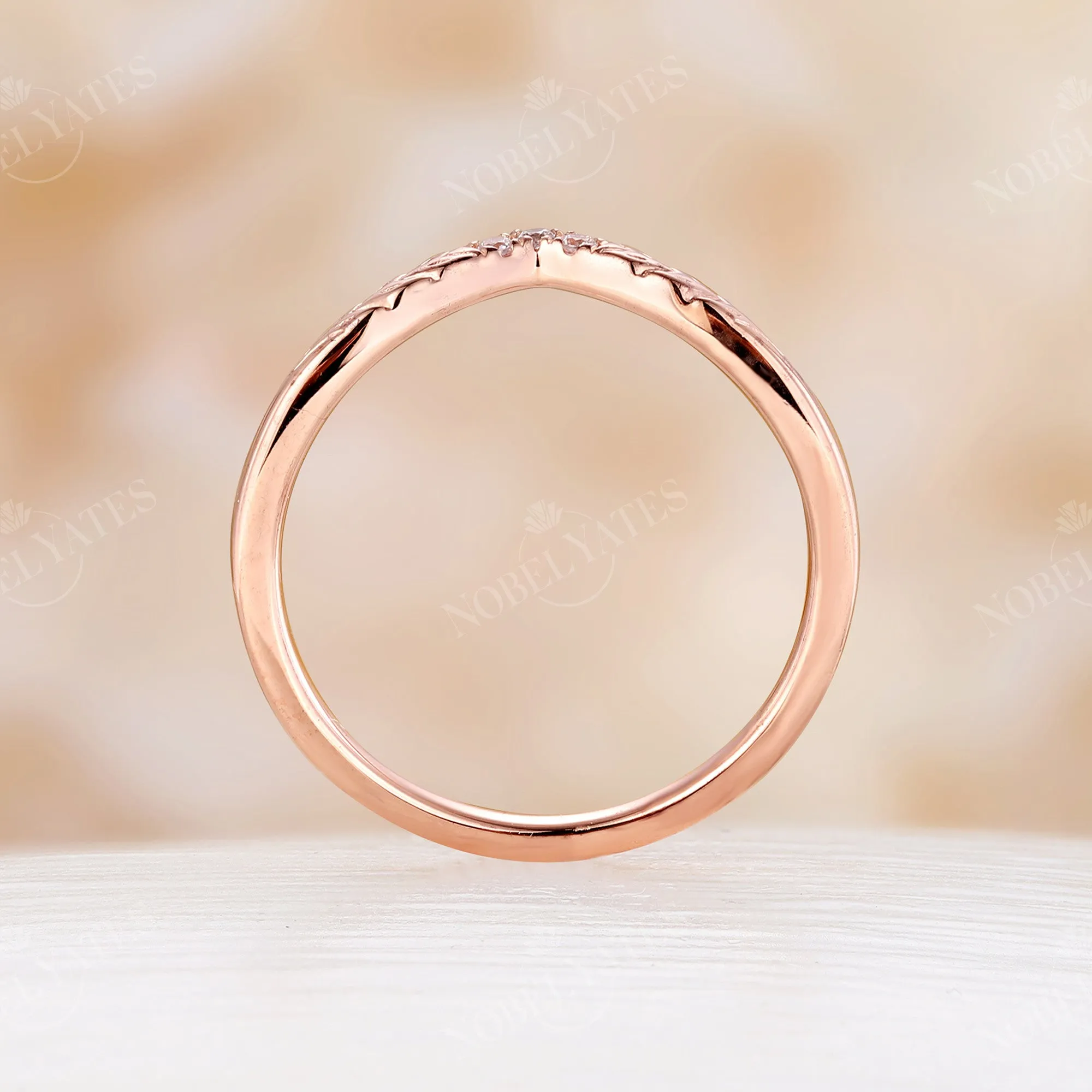 Nature Leaf Lab Grown Padparadscha Engagement Ring Set Rose Gold