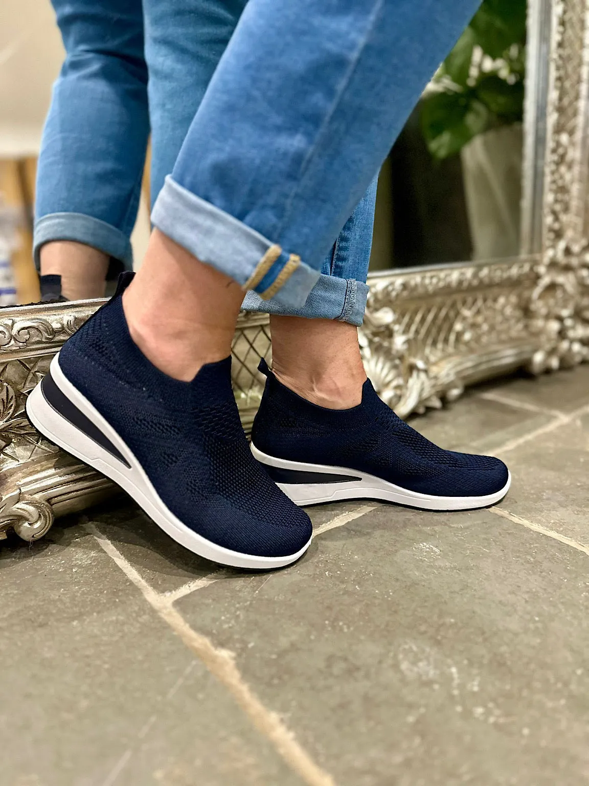 Navy Wedge Comfort Fit Trainer