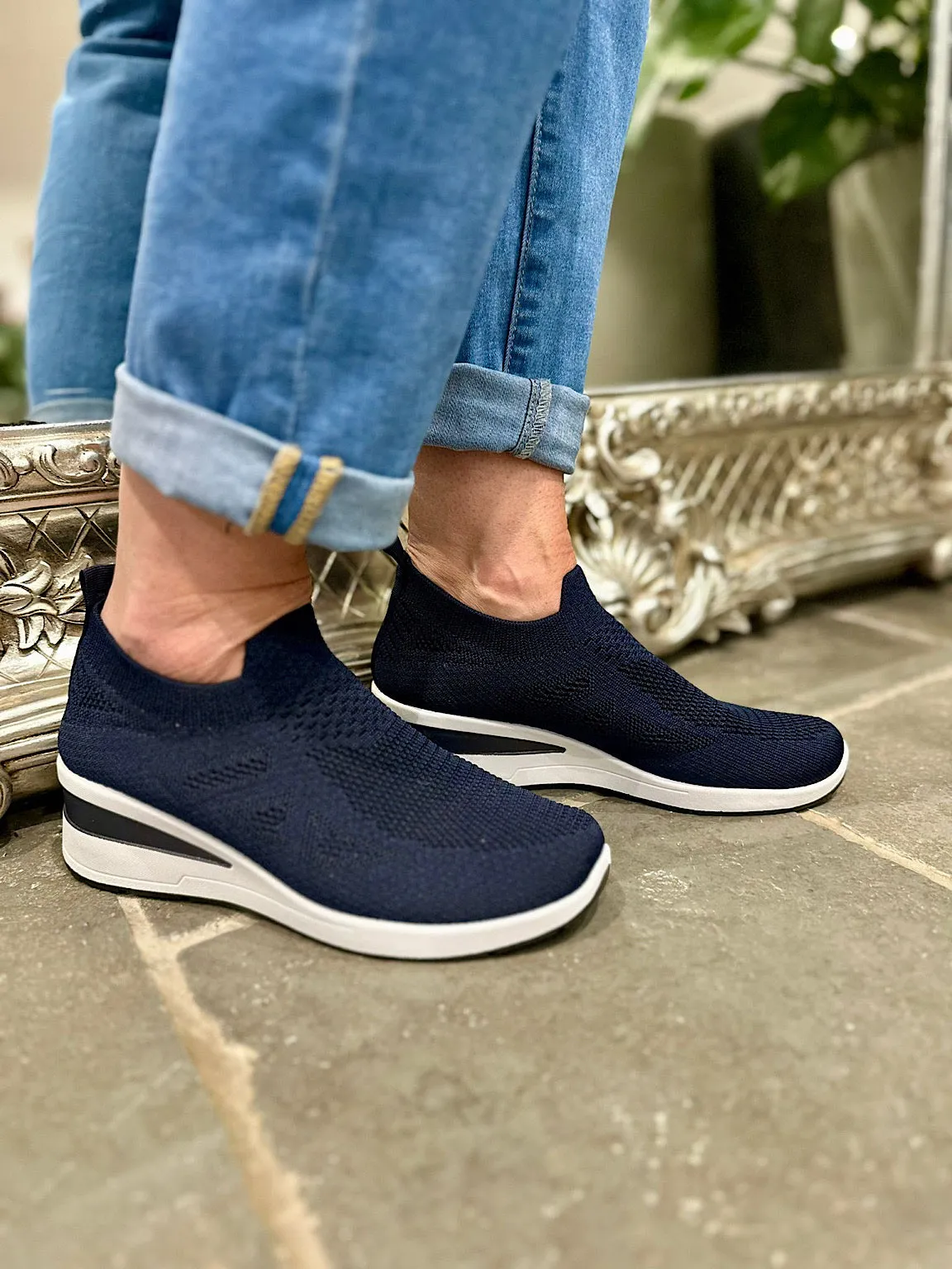 Navy Wedge Comfort Fit Trainer