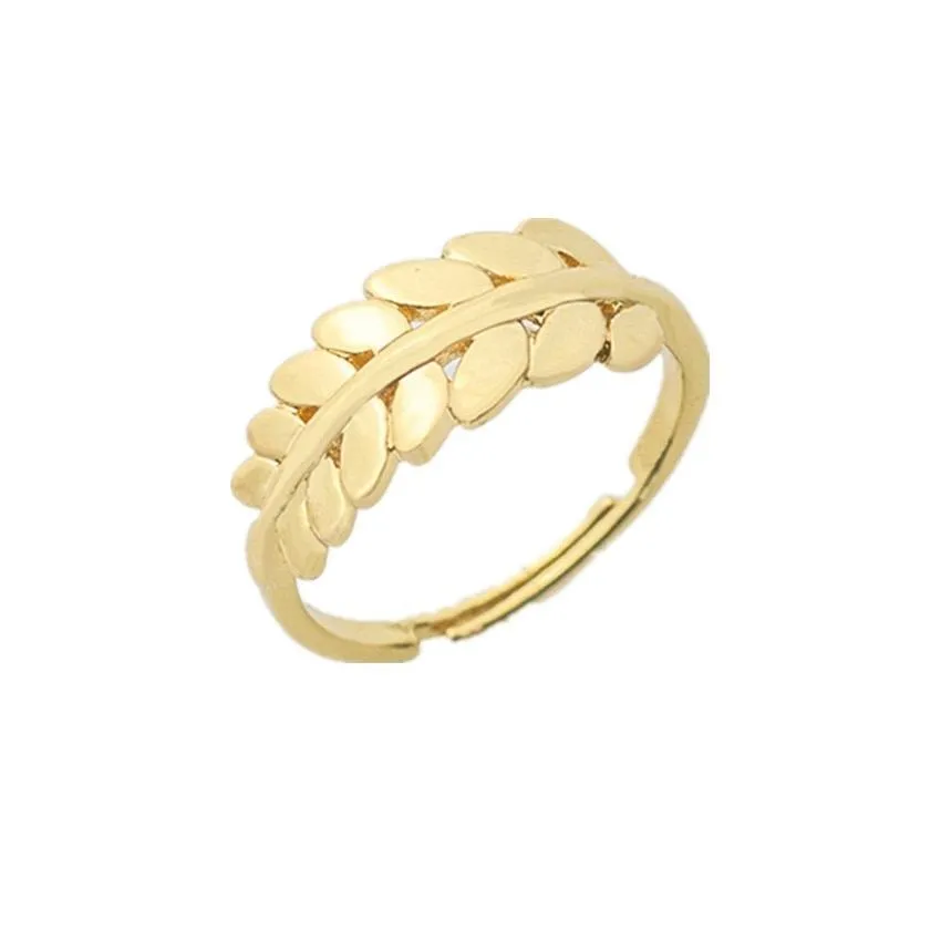 New Feminine Leaf Statement Gold Color Wedding Rings Women Jewelry