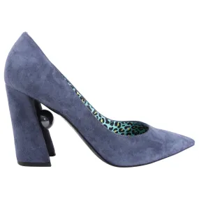 Nicholas Kirkwood Steel Blue Suede 90mm Miri Pump - 37.5