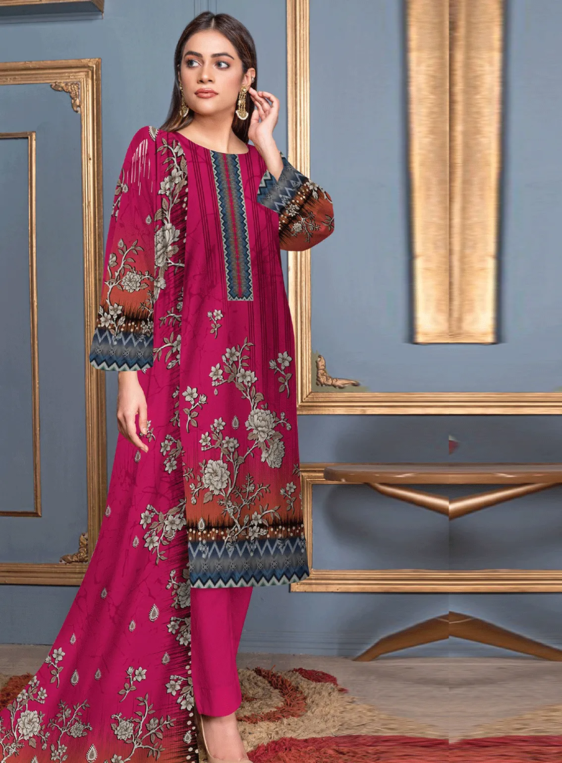 Noor Afroz Printed Shamray Unstitched 3 Piece Suit - NA23PS AH-02