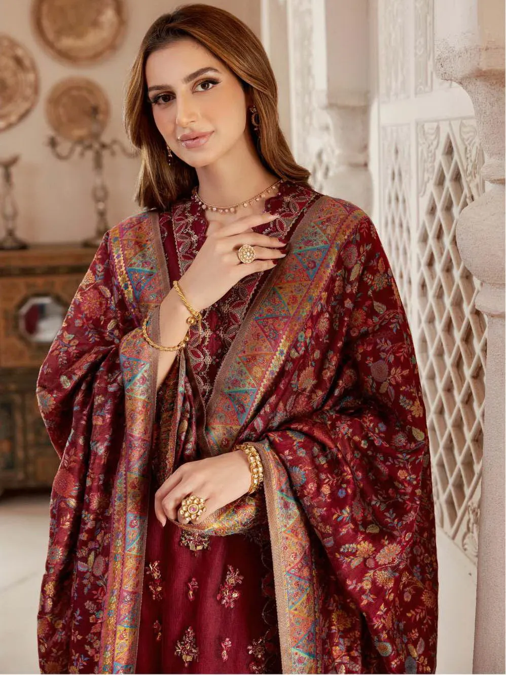 Noor Kaani by Saadia Asad Embroidered Net Unstitched 3Pc Suit D-07