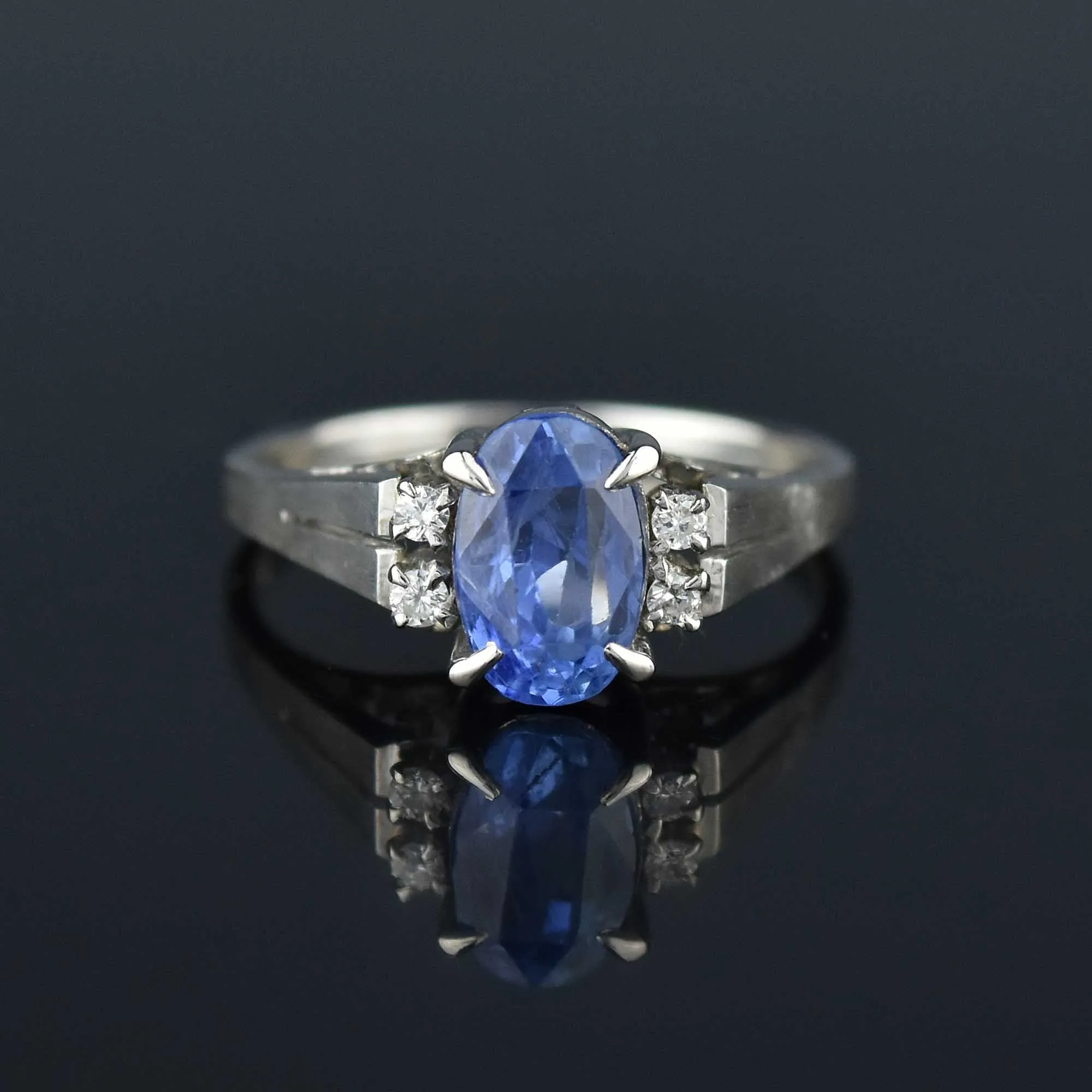 ON HOLD Vintage Platinum Diamond Natural Blue Sapphire Ring