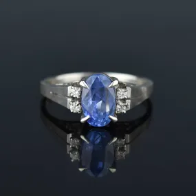 ON HOLD Vintage Platinum Diamond Natural Blue Sapphire Ring