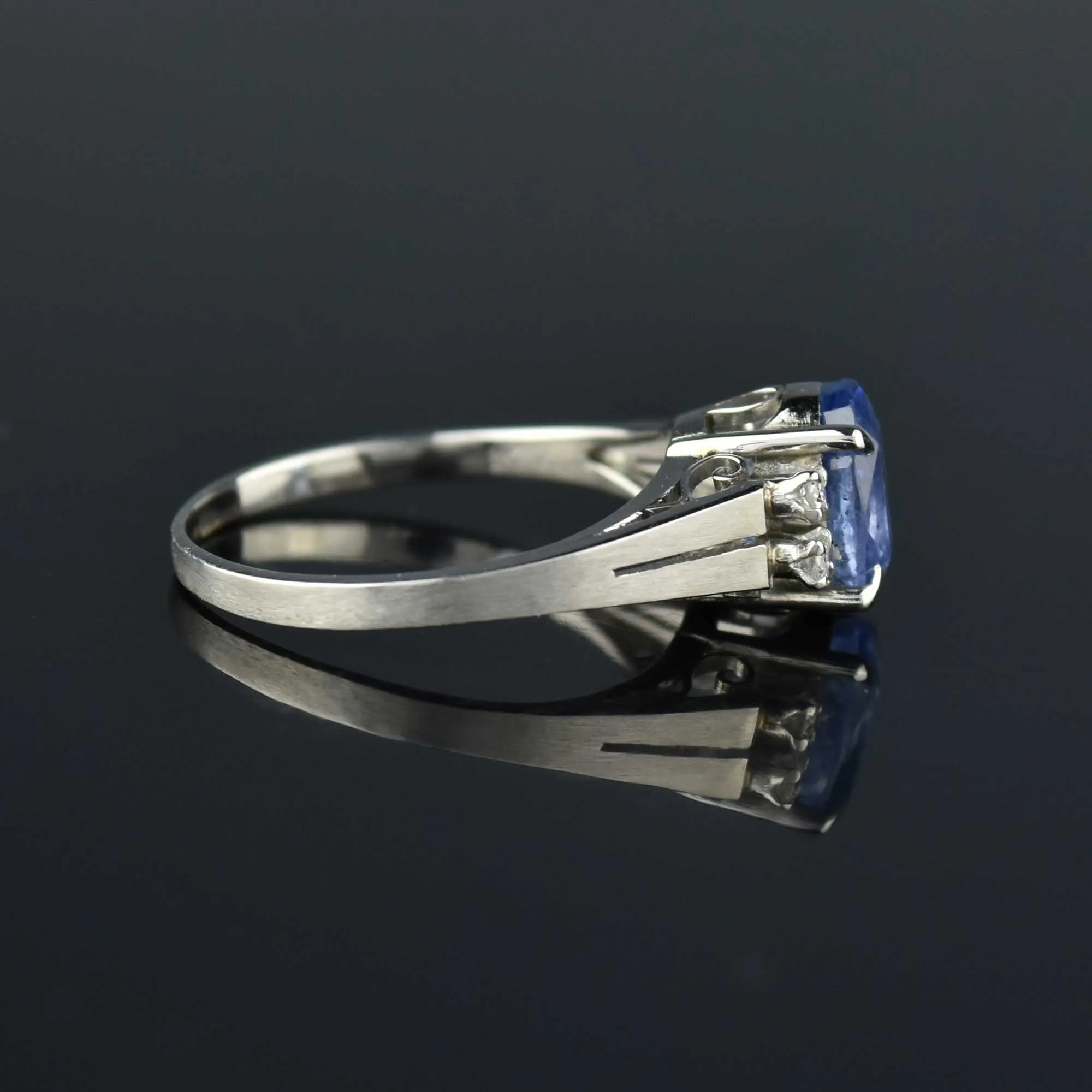 ON HOLD Vintage Platinum Diamond Natural Blue Sapphire Ring