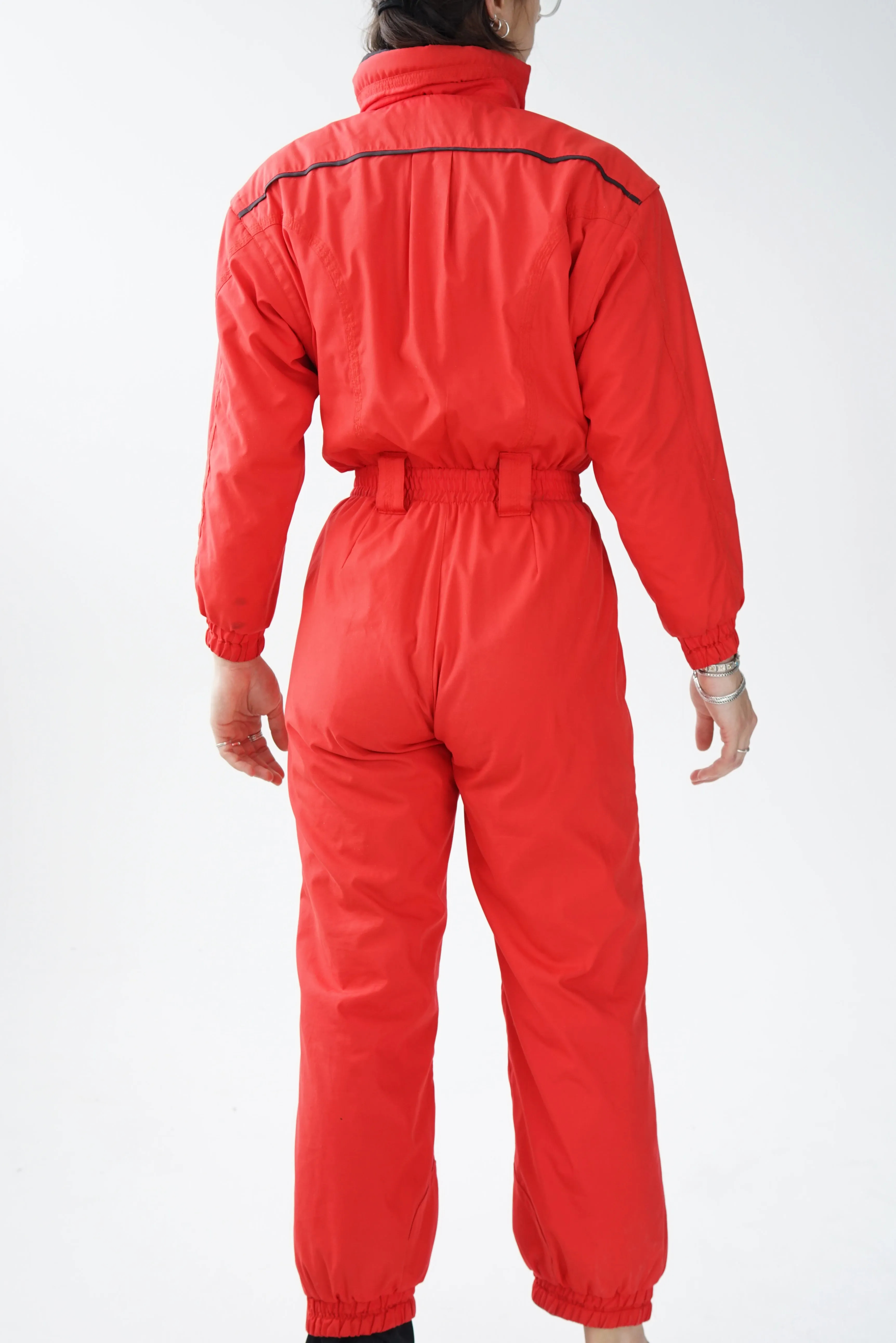 One piece vintage Obermeyer ski suit, snow suit rouge pour petite femme taille 6